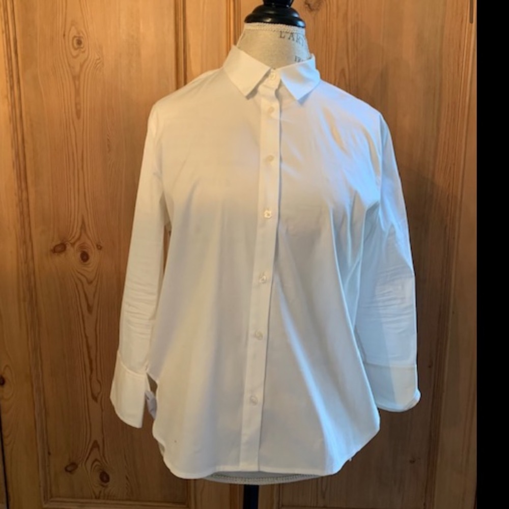 Ann Taylor lace back button down white shirt
